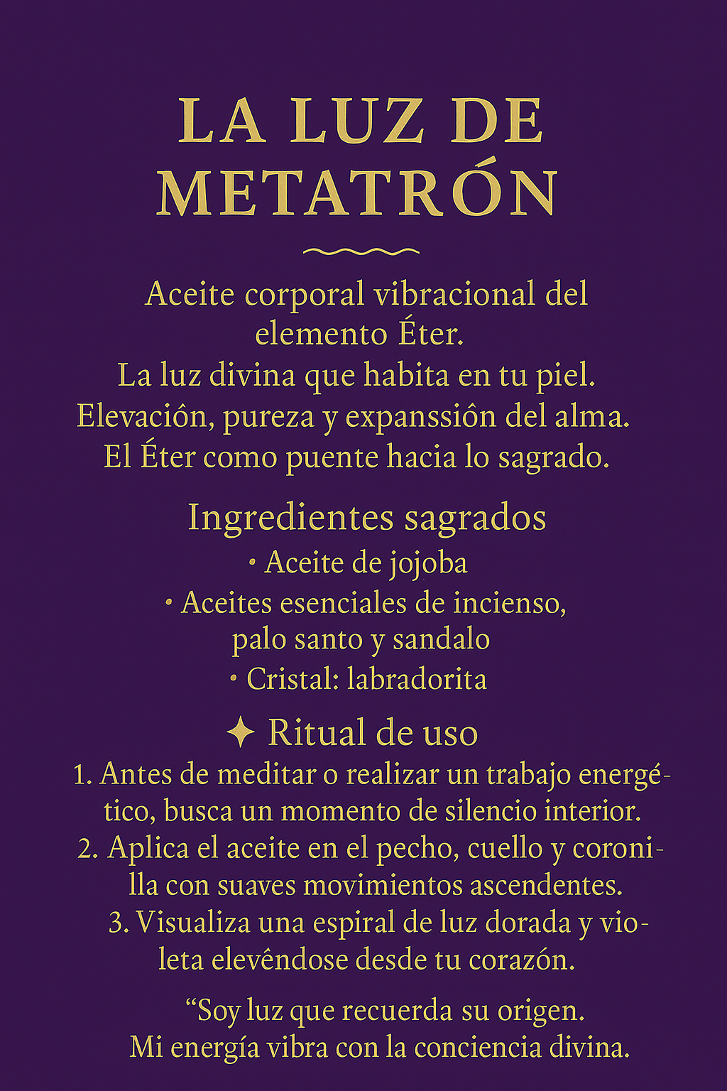 Luz de Metatron - Aceite Portal Éter