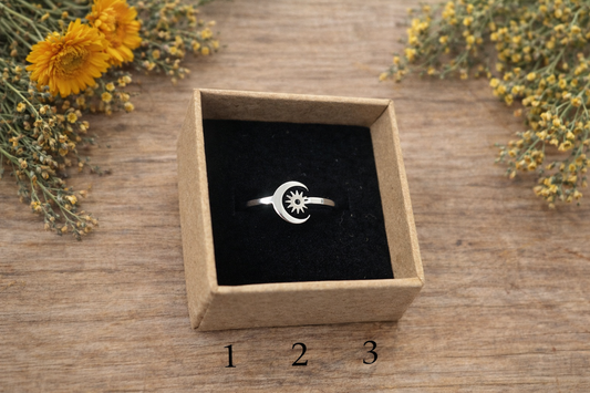Anillo lunar y sol acero
