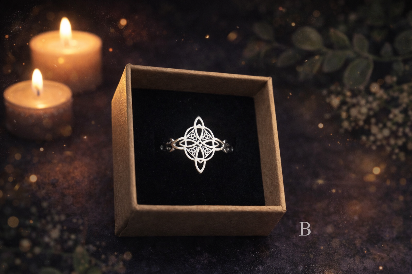 Anillo nudo de bruja acero